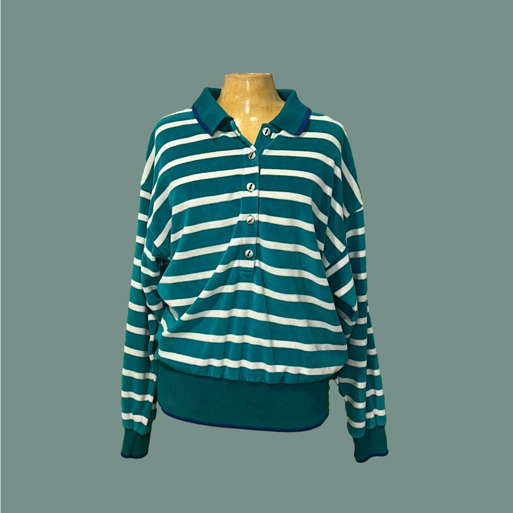 👔Vintage Striped Polo Sweater👔